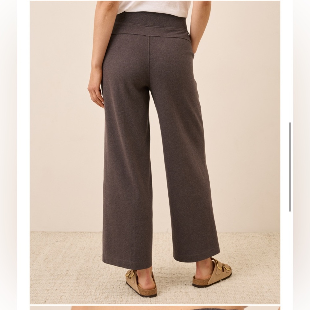 NWT Pact Organic Airplane Pintuck Wide Leg Pant - Chocolate Heather - Large 26in - Picture 3 of 9